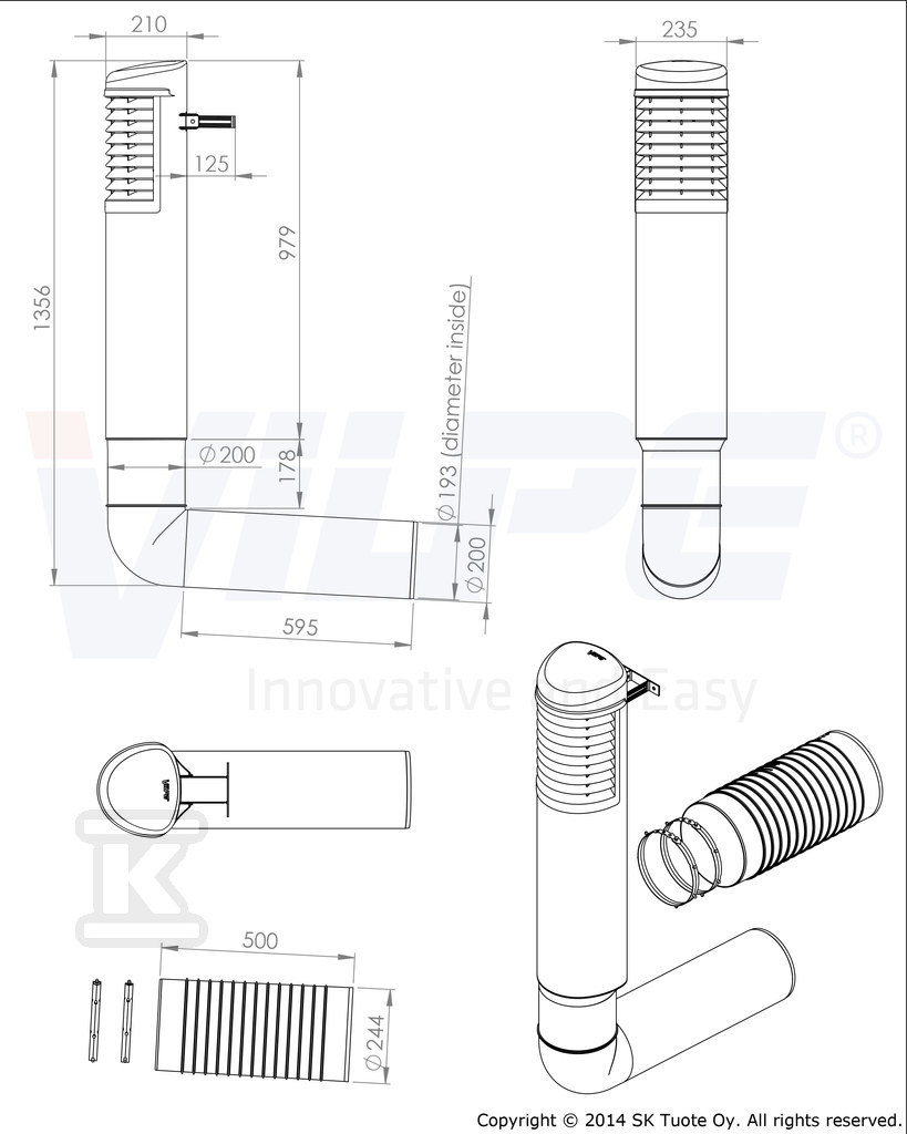 ROSS Ventilation hose ᴓ200/210 - Black - 790382